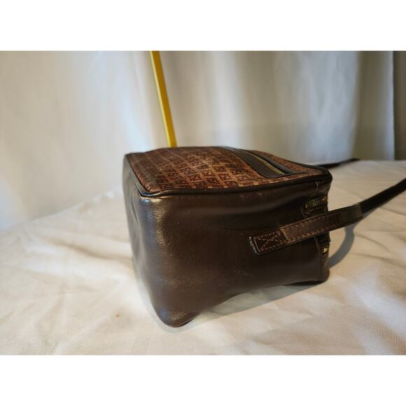 SOLD Fendi Suede and Leather Zucchino FF Logo Crossbody Bag Brown Made in Italy - Picture 9 of 16